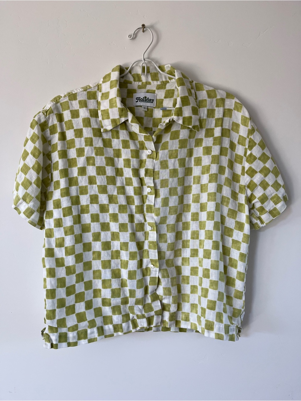 Holiday Green Check Short-Sleeve Button-Up